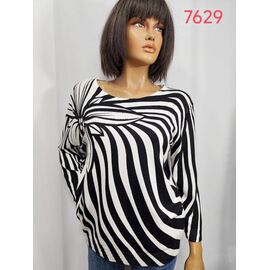 Фотография Свитер женский 7629 black-white р.XL-4XL "LIDA" недорого оптом от прямого поставщика