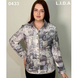 Фотография Рубашка женская 0433 grey р.52-62 "LIDA" недорого оптом от прямого поставщика