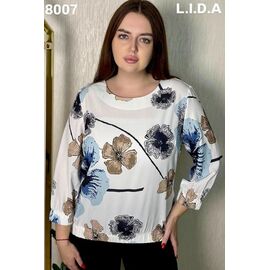 Светр жіночий 8007 white-l.blue р.52-62 "LIDA" недорого оптом від прямого постачальника