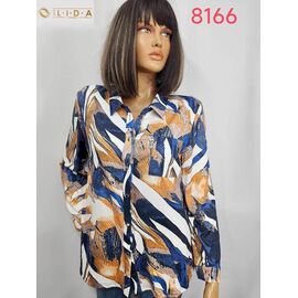 Фотография Рубашка женская 8166 blue-orange р.52-62 "LIDA" недорого оптом от прямого поставщика