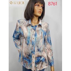 Фотография Рубашка женская 8761 beige-l.blue р.52-62 "LIDA" недорого оптом от прямого поставщика