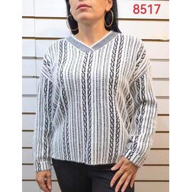 Светр жіночий 8517 white-l.grey р.54-58 "LIDA" недорого оптом від прямого постачальника