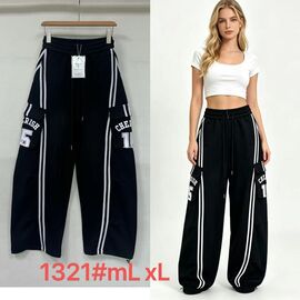 Фотография Штаны спортивные женские 1321 black р.M-XL "Yafeier" недорого оптом от прямого поставщика