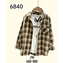 Фотография Рубашка детская на мальчика 6840 brown-yellow р.8-12 "Flong" недорого оптом от прямого поставщика