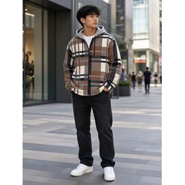 Фотография Рубашка мужская S1379 brown р.46-54 "Shoptime" недорого оптом от прямого поставщика