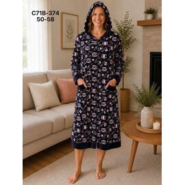 Фотография Халат женский C71B-374 navy р.50-58 "Fili Wear" недорого оптом от прямого поставщика
