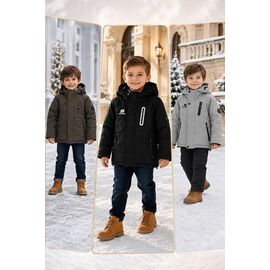 Курка дитяча зимова на хлопчика 26336 black р.110-128 "Delfinka" недорого оптом від прямого постачальника