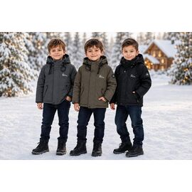 Курка дитяча зимова на хлопчика 26337 black р.110-128 "Delfinka" недорого оптом від прямого постачальника