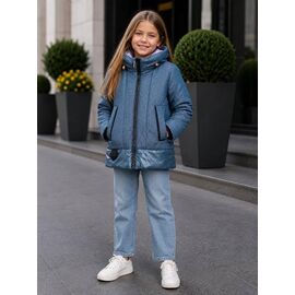 Куртка дитяча демісезонна на дівчинку 266 blue р.128-152 "Delfinka" недорого оптом від прямого постачальника