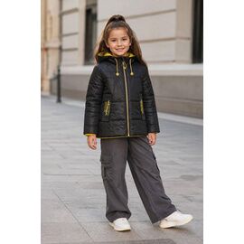 Куртка дитяча демісезонна на дівчинку 9713 black-yellow р.122-146 "Delfinka" недорого оптом від прямого постачальника