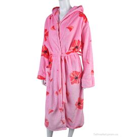 Фотография Халат женский Весна/осень X10 pink (3 шт. р.сетка XL-3XL) "Textile" недорого оптом от прямого поставщика