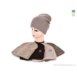 Жіноча шапка Зима KM029-1 подвійна mix (5 шт. р.сітка56-60) "Angelica" недорого оптом від прямого постачальника