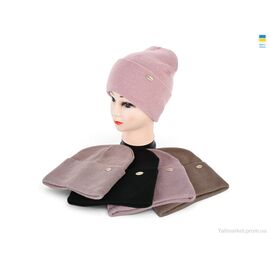 Жіноча шапка Зима KM020-1 подвійна mix (5 шт. р.сітка56-60) "Angelica" недорого оптом від прямого постачальника