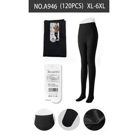 Фотография Колготы тёплые женские A946 black р.50-60 "WHITE" недорого оптом от прямого поставщика