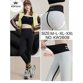 Фотография Лосины женские тёплые KW2609 black р.M-2XL "WHITE" недорого оптом от прямого поставщика