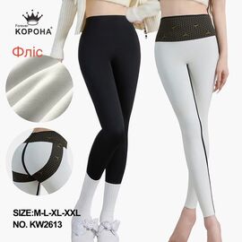 Фотография Лосины женские тёплые KW2613 black р.M-2XL "WHITE" недорого оптом от прямого поставщика