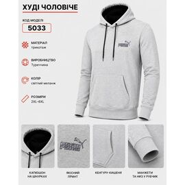 Фотография Худи мужской 5033P l.grey р.2XL-6XL "REMAIN" недорого оптом от прямого поставщика