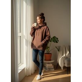 Худі жіноче 806 brown р.M-2XL "Katty" недорого оптом від прямого постачальника