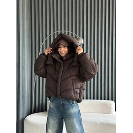 Куртка жіноча зимова 2577 brown р.S-M "QU STYLE" недорого оптом від прямого постачальника