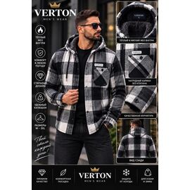 Сорочка чоловіча тепла VR75 black р.XL-5XL "Verton" недорого оптом від прямого постачальника