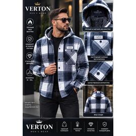 Сорочка чоловіча тепла VR76 navy р.XL-5XL "Verton" недорого оптом від прямого постачальника