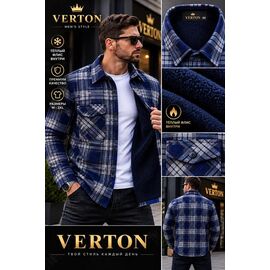 Сорочка чоловіча тепла VR78 navy р.XL-5XL "Verton" недорого оптом від прямого постачальника