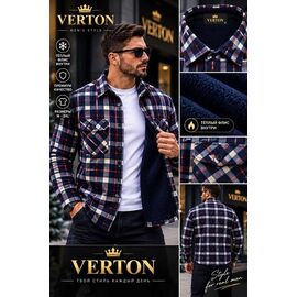 Сорочка чоловіча тепла VR79 navy р.XL-5XL "Verton" недорого оптом від прямого постачальника