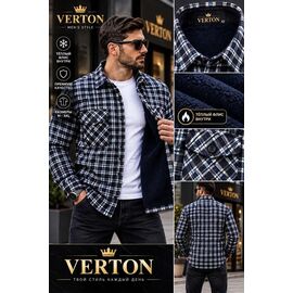 Сорочка чоловіча тепла VR80 navy р.XL-5XL "Verton" недорого оптом від прямого постачальника