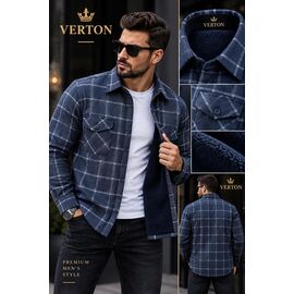 Сорочка чоловіча тепла VR81 d.grey р.XL-5XL "Verton" недорого оптом від прямого постачальника