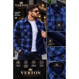 Сорочка чоловіча тепла VR82 navy р.XL-5XL "Verton" недорого оптом від прямого постачальника