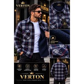 Сорочка чоловіча тепла VR83 navy р.XL-5XL "Verton" недорого оптом від прямого постачальника