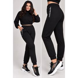 Штани спортивні жіночі теплі 8028 black р.S-XL "VICTORY" недорого оптом від прямого постачальника
