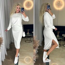 Костюм жіночий теплий 6033 white р.42-50 "LINDA" недорого оптом від прямого постачальника