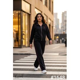 Костюм спортивний жіночий теплий 1648 black р.M-XL "Kosta" недорого оптом від прямого постачальника