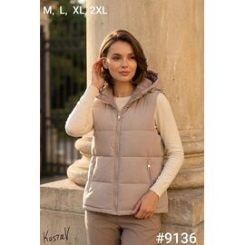 Жилетка жіноча 9137 l.beige р.M-2XL "Kosta" недорого оптом від прямого постачальника