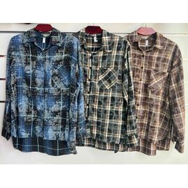Фотография Рубашка тёплая женская 2503 brown р.2XL-6XL "BASE" недорого оптом от прямого поставщика