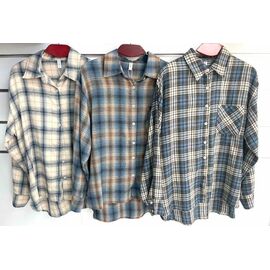 Фотография Рубашка тёплая женская 2505 blue-beige р.2XL-6XL "BASE" недорого оптом от прямого поставщика