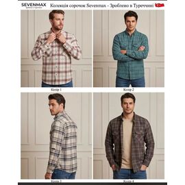 Фотография Рубашка мужская тёплая 8377 beige-wine р.M-2XL "ROLADA" недорого оптом от прямого поставщика