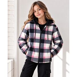 Фотография Рубашка детская тёплая на девочку 2026-3 black-pink р.13-17 "Fili kids" недорого оптом от прямого поставщика