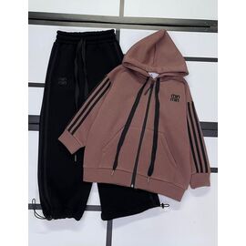 Фотография Костюм детский спортивный тёплый на девочку 385-386 brown-black р.128-158 "Kosmy" недорого оптом от прямого поставщика