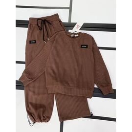 Фотография Костюм детский спортивный тёплый на девочку 394 brown-black р.128-152 "Kosmy" недорого оптом от прямого поставщика