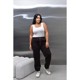 Фотография Штаны спортивные женские тёплые БЗ09 brown р.XL-4XL "AZNA" недорого оптом от прямого поставщика