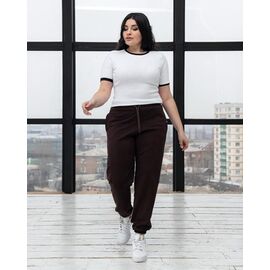 Фотография Штаны спортивные женские тёплые БЗ53 brown р.XL-4XL "AZNA" недорого оптом от прямого поставщика