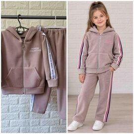 Фотография Костюм детский спортивный тёплый на девочку PR1616 beige-pink р.122-134 "Proschenko" недорого оптом от прямого поставщика