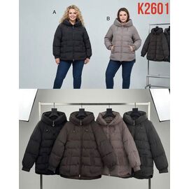 Куртка жіноча зимова K2601 d.grey р.50-58 "FLORA" недорого оптом від прямого постачальника