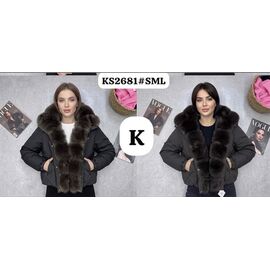 Куртка жіноча зимова K2681 black-grey р.S-L "FLORA" недорого оптом від прямого постачальника