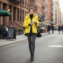 Куртка жіноча зимова 046 yellow р.42-50 "DKNSEL" недорого оптом від прямого постачальника