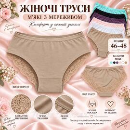 Фотография Трусы женские с кружевом размеры 46-48  (1уп/12шт) "MODY"купить недорого от прямого поставщика