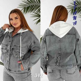 Куртка жіноча демісезонна 342 grey р.XL-6XL "Beki" недорого оптом від прямого постачальника