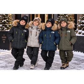 Фотография Курка детская зимняя на мальчика 26999 navy р.122-140 "Delfinka" недорого оптом от прямого поставщика